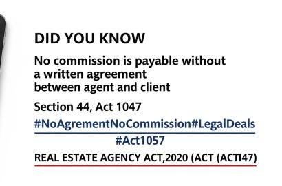 DID YOU KNOW? No Commission Is Payable Without a Written Agreement! | Real Estate Agency Act, 2020 (Act 1047)